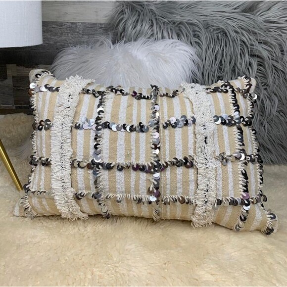 Vintage Moroccan Pillow Handira Berber Wedding Blanket Cushion 03YS00243 - Picture 8 of 8